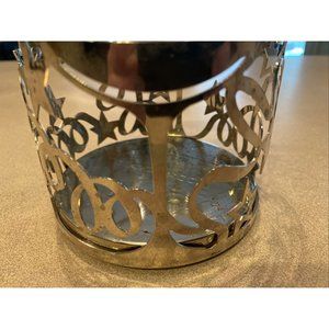 BATH & BODY WORKS: SILVER "ICED BALSAM" 3 WICK SCENTED CANDLE Holder 14 Oz